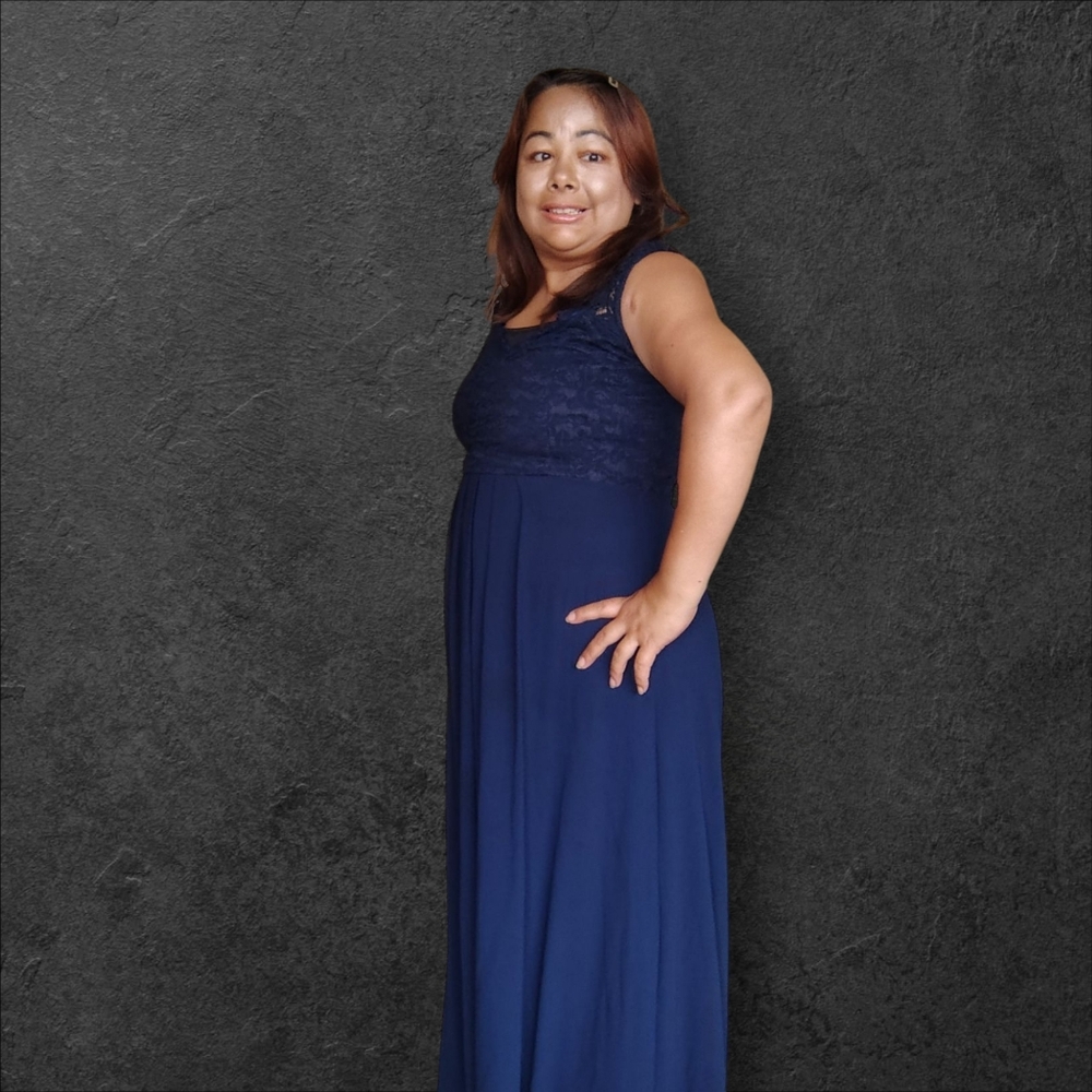 Miusol Women's Medium Navy Lace Formal Dress - Picture 8 of 12